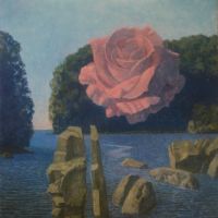 Rose River Rocks, 34" x 33", 2017.  Collection Coastal Rivers Consrvation Trust