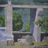 The Spillway,  acrylic on canvas, 2018, 50" x 50"