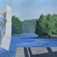 Chart and River, acrylic on canvas, 2022, 36" x 38" (Private collection)