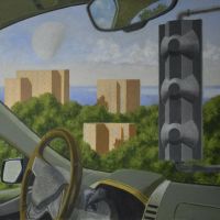 Carscape 4, 2023, acrylic on canvas, 45.75" x 47" 