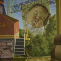 Metro North, acrylic on canvas, 2024,  46 5/8" x 32"